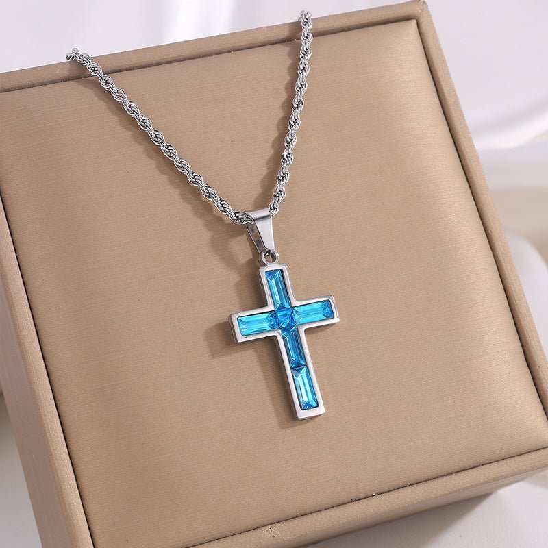 Fashion Jewelry European And American Ing Style Diamond Cross Necklace Unique No Color Fading - AMIR BAGS INDIA PRIVATE LIMITED