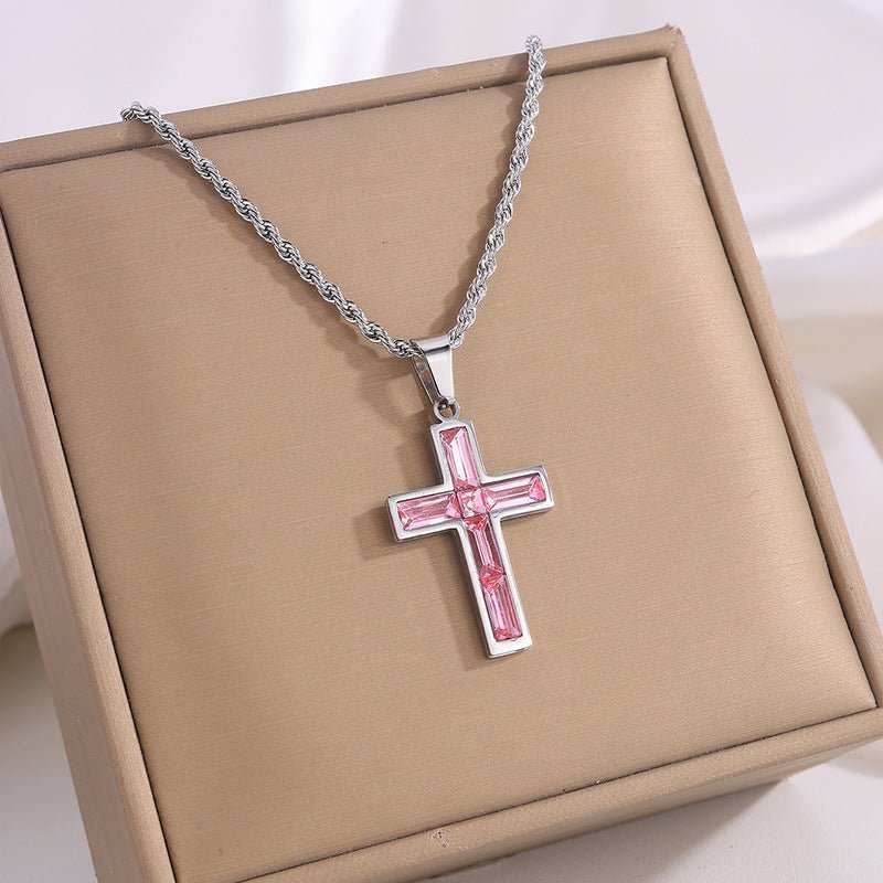 Fashion Jewelry European And American Ing Style Diamond Cross Necklace Unique No Color Fading - AMIR BAGS INDIA PRIVATE LIMITED