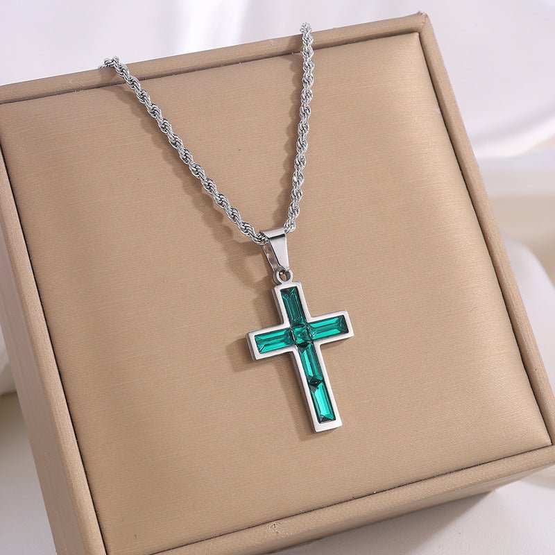 Fashion Jewelry European And American Ing Style Diamond Cross Necklace Unique No Color Fading - AMIR BAGS INDIA PRIVATE LIMITED