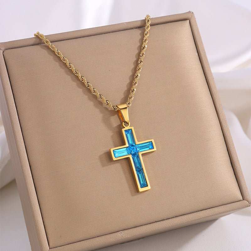Fashion Jewelry European And American Ing Style Diamond Cross Necklace Unique No Color Fading - AMIR BAGS INDIA PRIVATE LIMITED