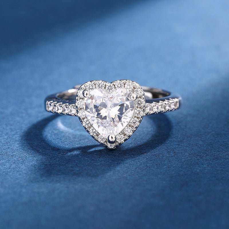 Fashion Jewelry Micro - encrusted Zircon Diamond Love Peach Heart Ring Female Luxury High - end Marriage Niche Temperament Hand Jewelry - AMIR BAGS INDIA PRIVATE LIMITED