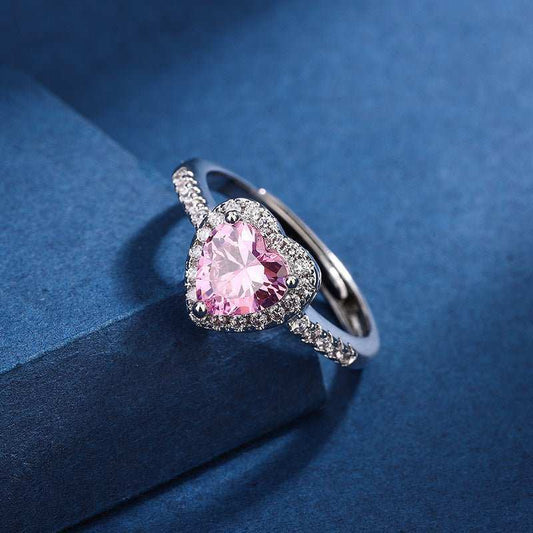 Fashion Jewelry Micro - encrusted Zircon Diamond Love Peach Heart Ring Female Luxury High - end Marriage Niche Temperament Hand Jewelry - AMIR BAGS INDIA PRIVATE LIMITED