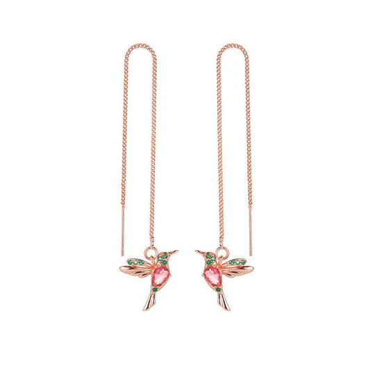 Fashion Jewelry New Unique Little Bird Drop Long Hanging Hummingbird Earrings For Women Elegant Girl Tassel Crystal Pendant Earring Jewelry - AMIR BAGS INDIA PRIVATE LIMITED