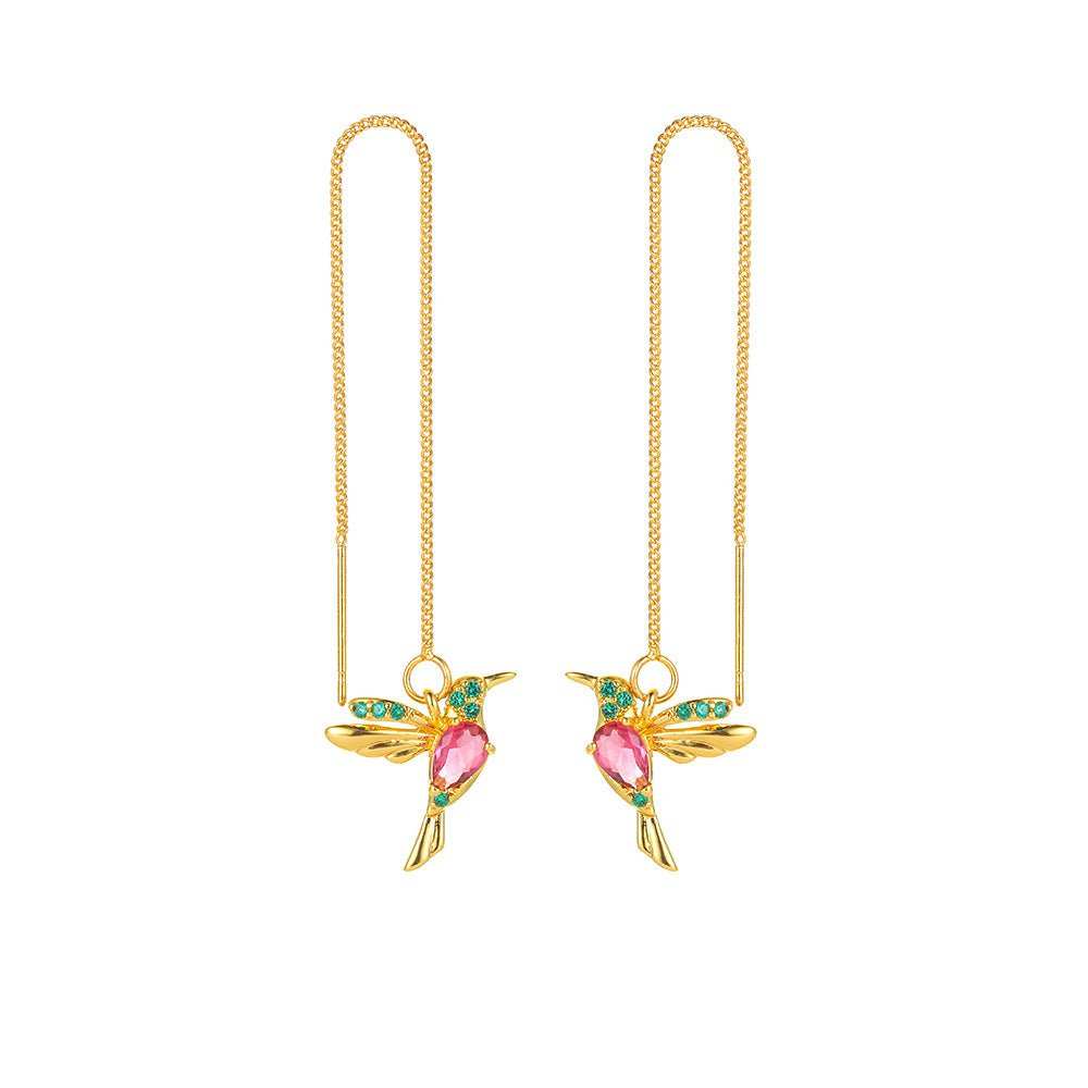 Fashion Jewelry New Unique Little Bird Drop Long Hanging Hummingbird Earrings For Women Elegant Girl Tassel Crystal Pendant Earring Jewelry - AMIR BAGS INDIA PRIVATE LIMITED