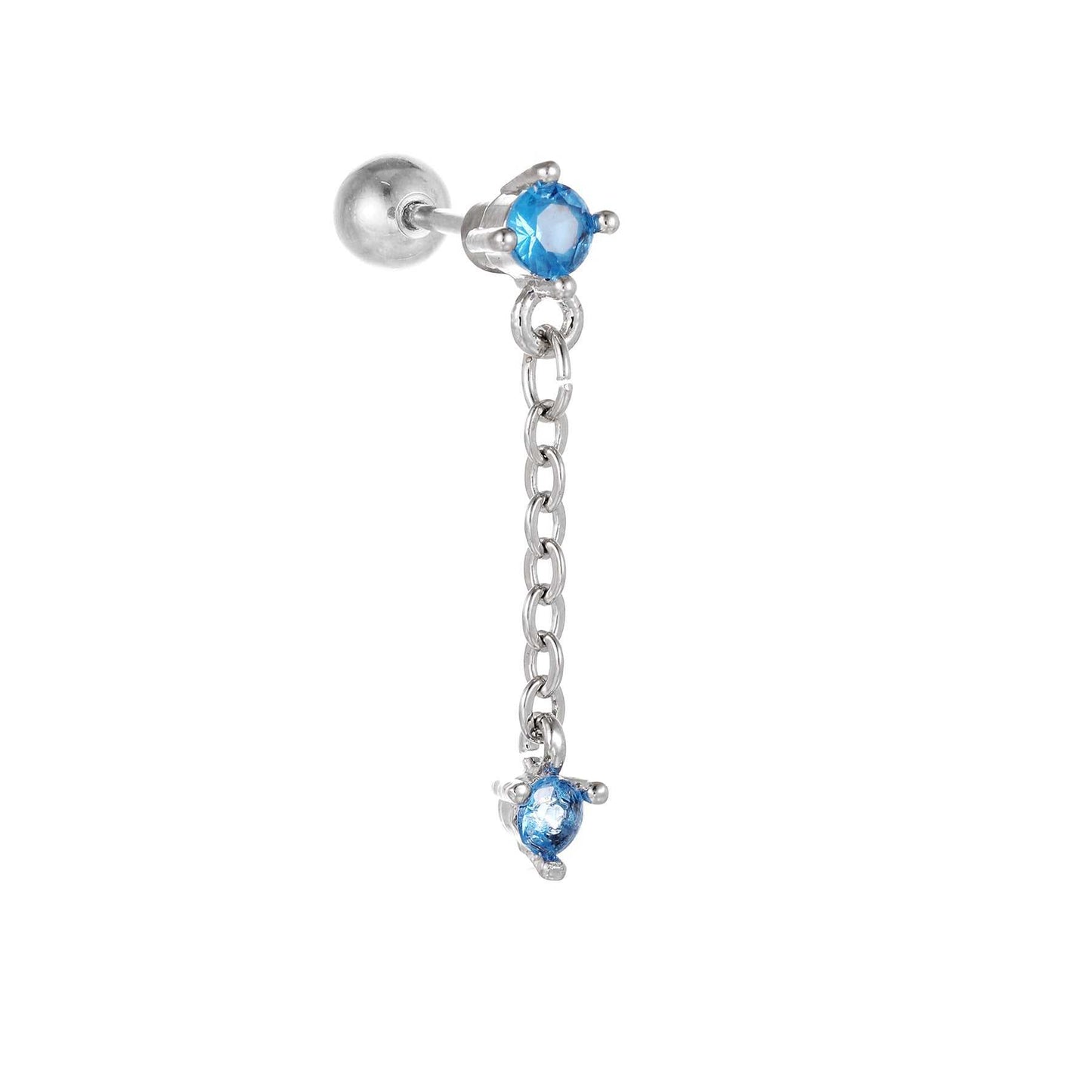 Fashion Jewelry Piercing Star Moon Cubic Zirconia Stainless Steel Pendant Cartilage Earring Chain Hoop Earring - AMIR BAGS INDIA PRIVATE LIMITED