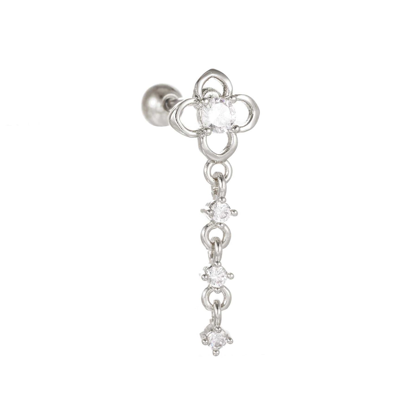 Fashion Jewelry Piercing Star Moon Cubic Zirconia Stainless Steel Pendant Cartilage Earring Chain Hoop Earring - AMIR BAGS INDIA PRIVATE LIMITED