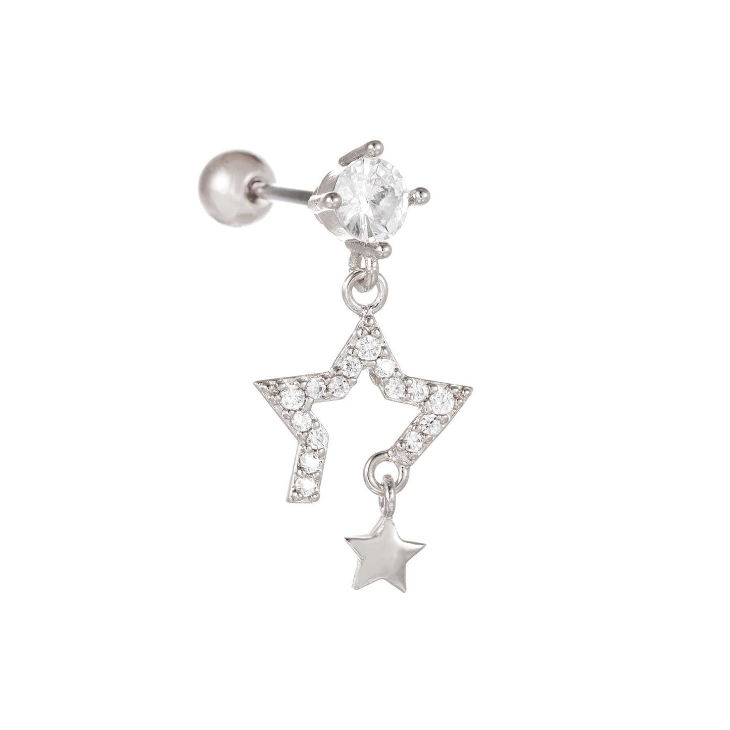 Fashion Jewelry Piercing Star Moon Cubic Zirconia Stainless Steel Pendant Cartilage Earring Chain Hoop Earring - AMIR BAGS INDIA PRIVATE LIMITED