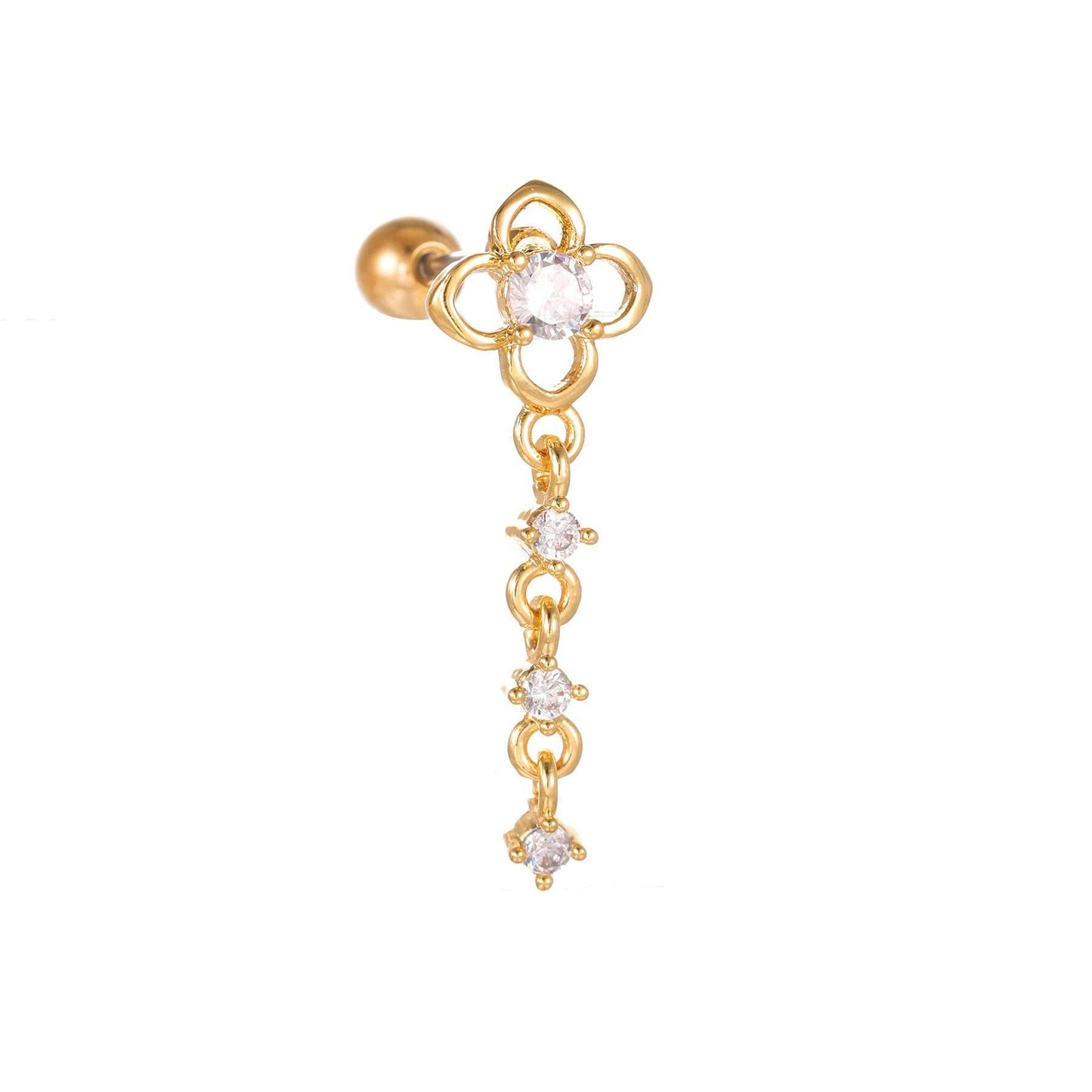Fashion Jewelry Piercing Star Moon Cubic Zirconia Stainless Steel Pendant Cartilage Earring Chain Hoop Earring - AMIR BAGS INDIA PRIVATE LIMITED