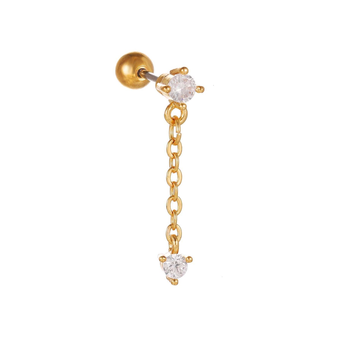 Fashion Jewelry Piercing Star Moon Cubic Zirconia Stainless Steel Pendant Cartilage Earring Chain Hoop Earring - AMIR BAGS INDIA PRIVATE LIMITED