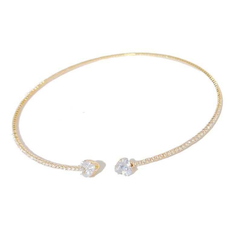 Fashion Jewelry Rhinestone Heart Collar Choker Necklace For Women Silver Color Simple Open Collar Necklace Torques Jewelry Accessories - AMIR BAGS INDIA PRIVATE LIMITED