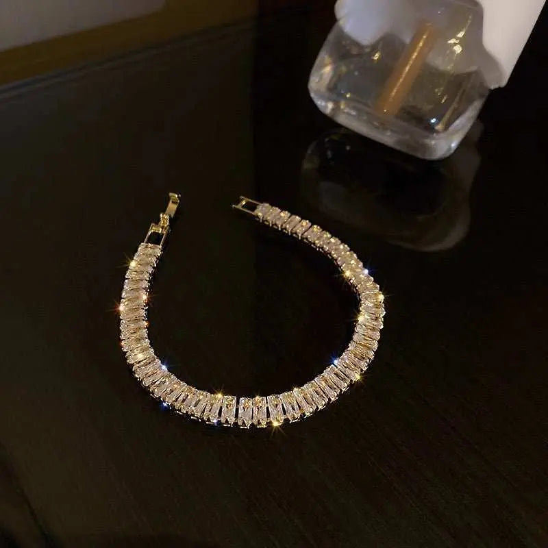 Fashion Jewelry Zircon Geometric Square Bracelet South Korea Fashion Elegant Heart Bracelet Internet Celebrity Light Luxury - AMIR BAGS INDIA PRIVATE LIMITED