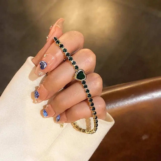 Fashion Jewelry Zircon Geometric Square Bracelet South Korea Fashion Elegant Heart Bracelet Internet Celebrity Light Luxury - AMIR BAGS INDIA PRIVATE LIMITED