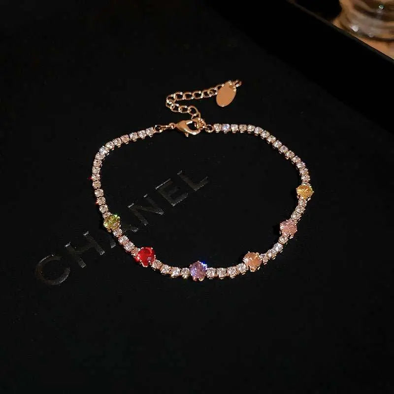 Fashion Jewelry Zircon Geometric Square Bracelet South Korea Fashion Elegant Heart Bracelet Internet Celebrity Light Luxury - AMIR BAGS INDIA PRIVATE LIMITED