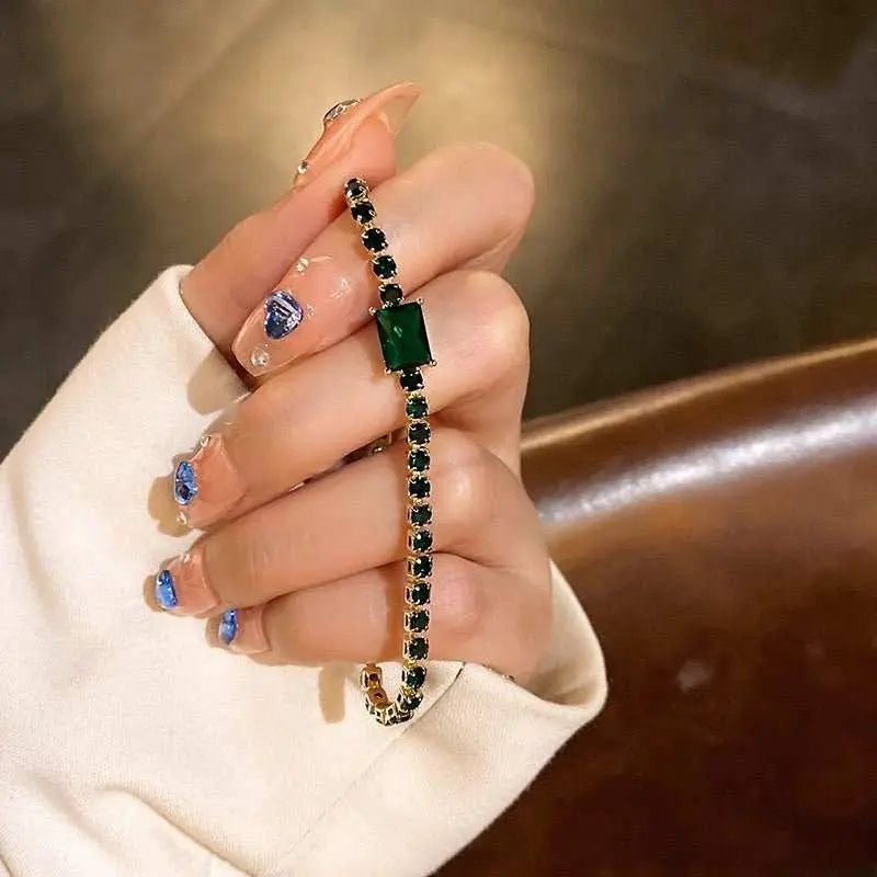 Fashion Jewelry Zircon Geometric Square Bracelet South Korea Fashion Elegant Heart Bracelet Internet Celebrity Light Luxury - AMIR BAGS INDIA PRIVATE LIMITED