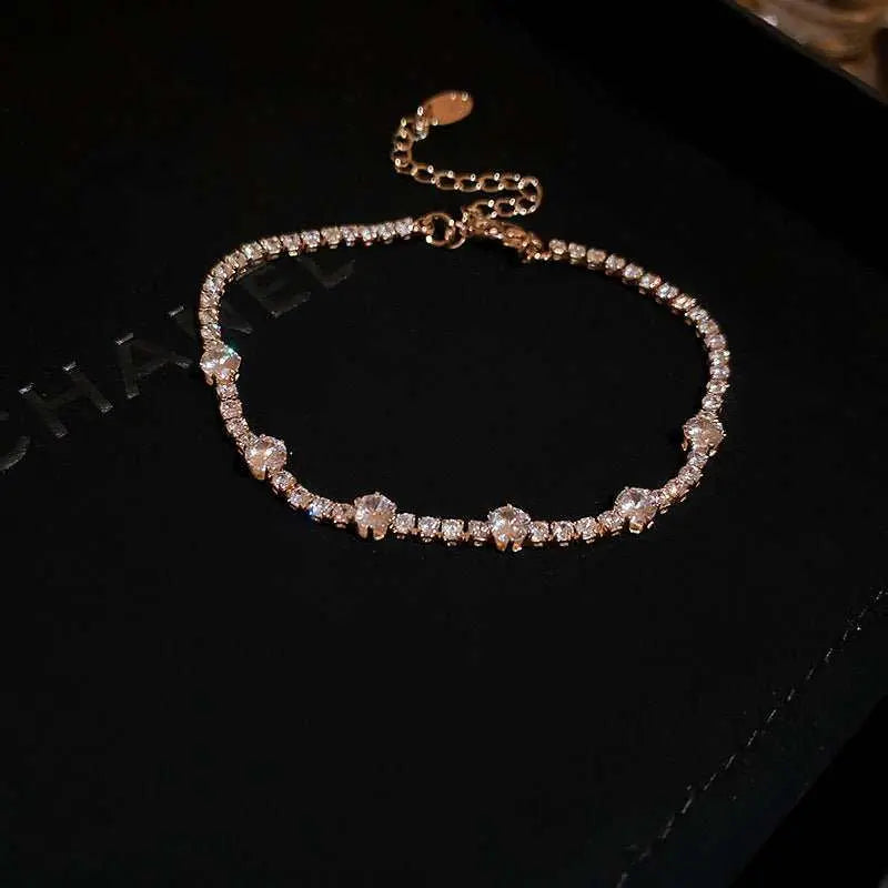 Fashion Jewelry Zircon Geometric Square Bracelet South Korea Fashion Elegant Heart Bracelet Internet Celebrity Light Luxury - AMIR BAGS INDIA PRIVATE LIMITED