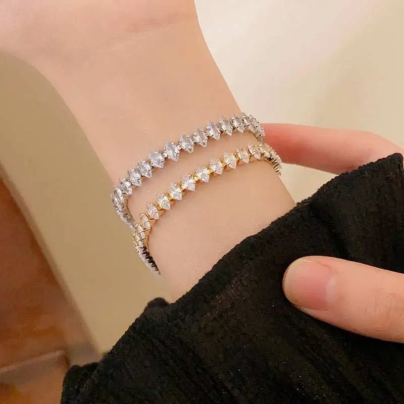 Fashion Jewelry Zircon Geometric Square Bracelet South Korea Fashion Elegant Heart Bracelet Internet Celebrity Light Luxury - AMIR BAGS INDIA PRIVATE LIMITED
