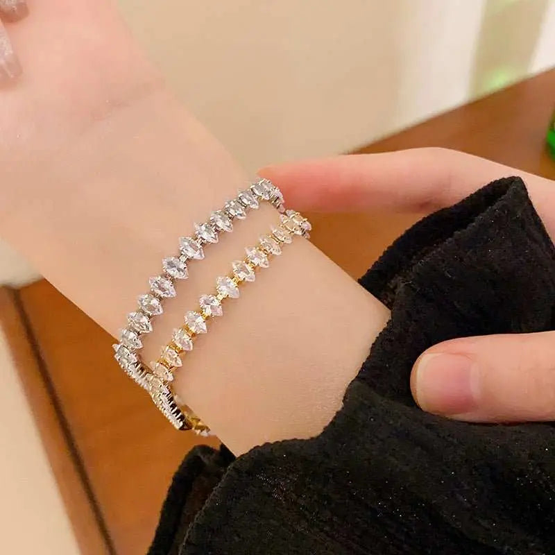 Fashion Jewelry Zircon Geometric Square Bracelet South Korea Fashion Elegant Heart Bracelet Internet Celebrity Light Luxury - AMIR BAGS INDIA PRIVATE LIMITED