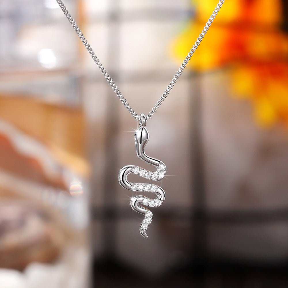 Fashion Lady Snake Pendant Necklace With Dazzling Zirconia Stylish Party Accessories Dainty Gift Animal Jewelry For Women Fashion Jewelry - AMIR BAGS INDIA PRIVATE LIMITED
