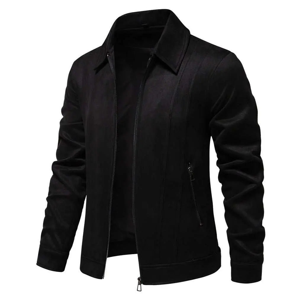 Fashion Lapel Zipper Jacket Autumn And Winter Solid Suede Coat Men's Clothing Outdoor - AMIR BAGS INDIA PRIVATE LIMITED