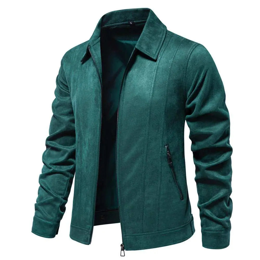 Fashion Lapel Zipper Jacket Autumn And Winter Solid Suede Coat Men's Clothing Outdoor - AMIR BAGS INDIA PRIVATE LIMITED