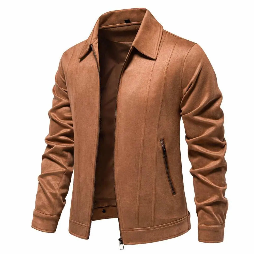 Fashion Lapel Zipper Jacket Autumn And Winter Solid Suede Coat Men's Clothing Outdoor - AMIR BAGS INDIA PRIVATE LIMITED