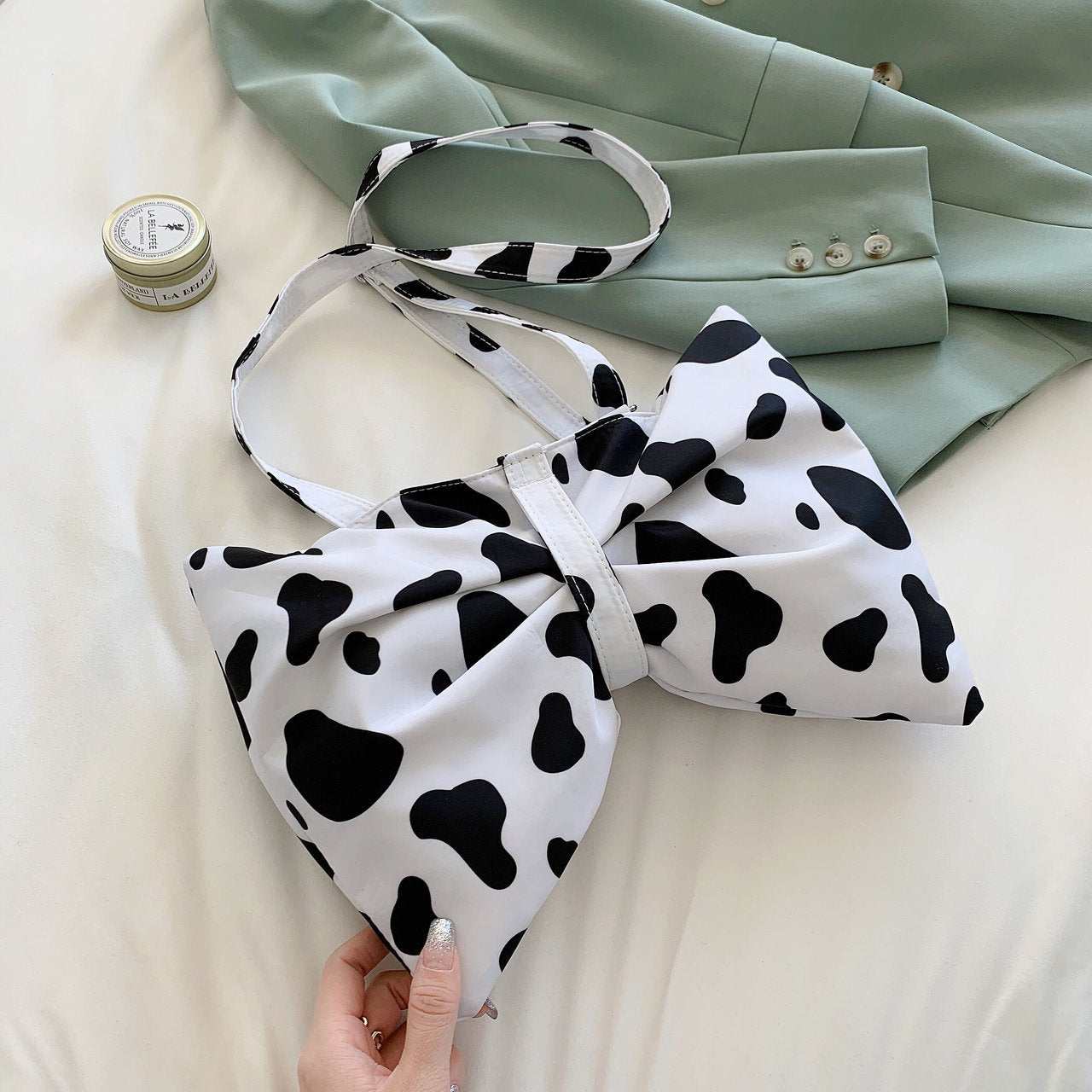 Fashion Large Bow Shoulder Bag For Girls Cute Cow Print Crossbody Bags Women Lovely Shopping Bags - AMIR BAGS INDIA PRIVATE LIMITED