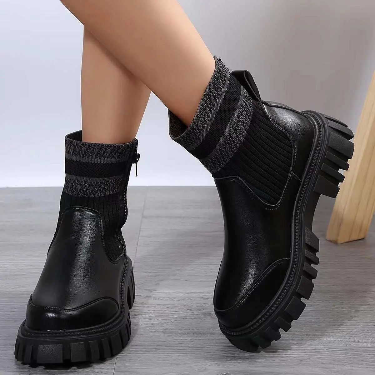 Fashion Mid-tube Boots With Zipper Design Non-slip Thick Sole Elastic Overview:Unique design, stylish and beautiful.Good material, comfortable feet.A variety of colors, any choice.Specification:Closing method: Side zipperHeel height: lDropshipmanAMIR BAGS INDIA PRIVATE LIMITEDnull