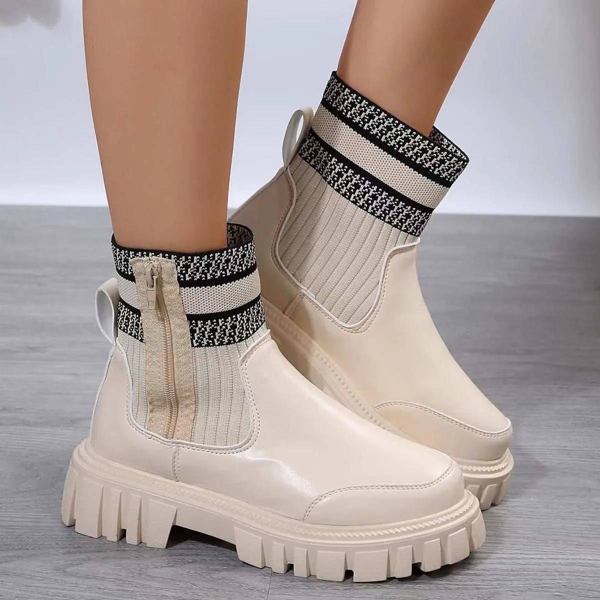 Fashion Mid-tube Boots With Zipper Design Non-slip Thick Sole Elastic Overview:Unique design, stylish and beautiful.Good material, comfortable feet.A variety of colors, any choice.Specification:Closing method: Side zipperHeel height: lDropshipmanAMIR BAGS INDIA PRIVATE LIMITEDnull