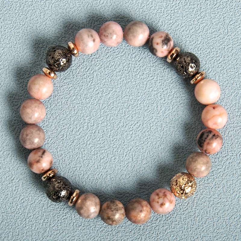 Fashion New Haematite Spacer Natural Stone Powder Zebra Beaded Bracelet - AMIR BAGS INDIA PRIVATE LIMITED