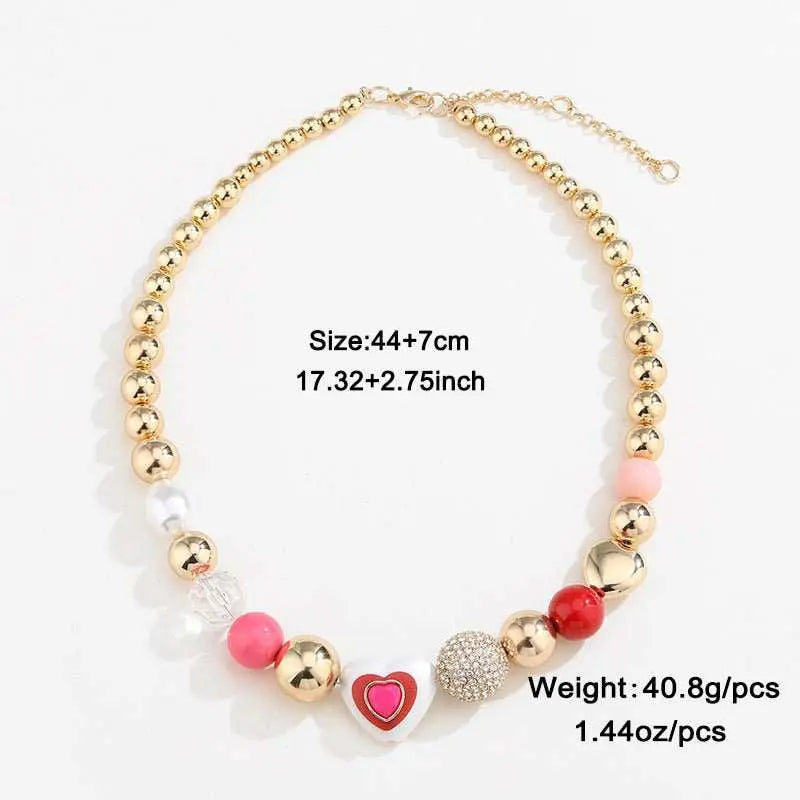 Fashion Original Design Heart Peach Pearl Combination Bracelet Suit - AMIR BAGS INDIA PRIVATE LIMITED