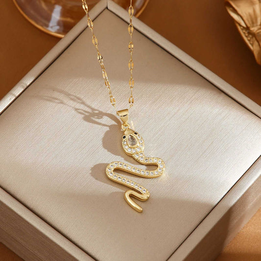 Fashion Personality Snake Necklace With Rhinestone Design Creative Sweater Chain Fall Winter Women's Clavicle Chain Jewelry - AMIR BAGS INDIA PRIVATE LIMITED
