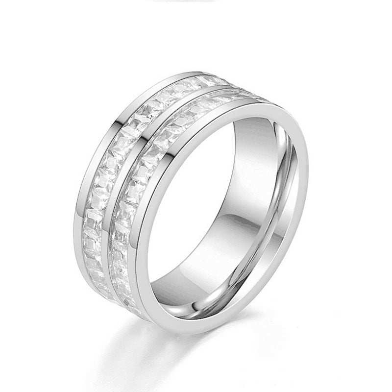 Fashion Rhinestones Rings Women Stainless Steel Ring - AMIR BAGS INDIA PRIVATE LIMITED