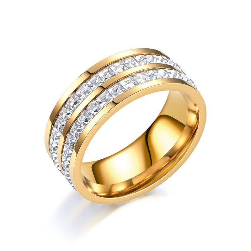 Fashion Rhinestones Rings Women Stainless Steel Ring - AMIR BAGS INDIA PRIVATE LIMITED