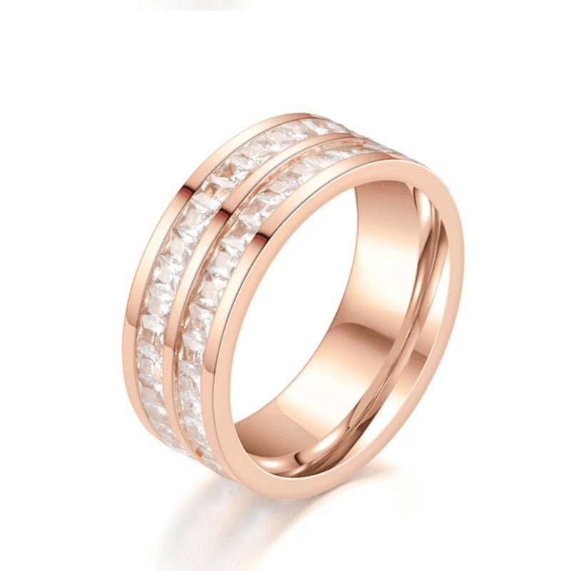 Fashion Rhinestones Rings Women Stainless Steel Ring - AMIR BAGS INDIA PRIVATE LIMITED