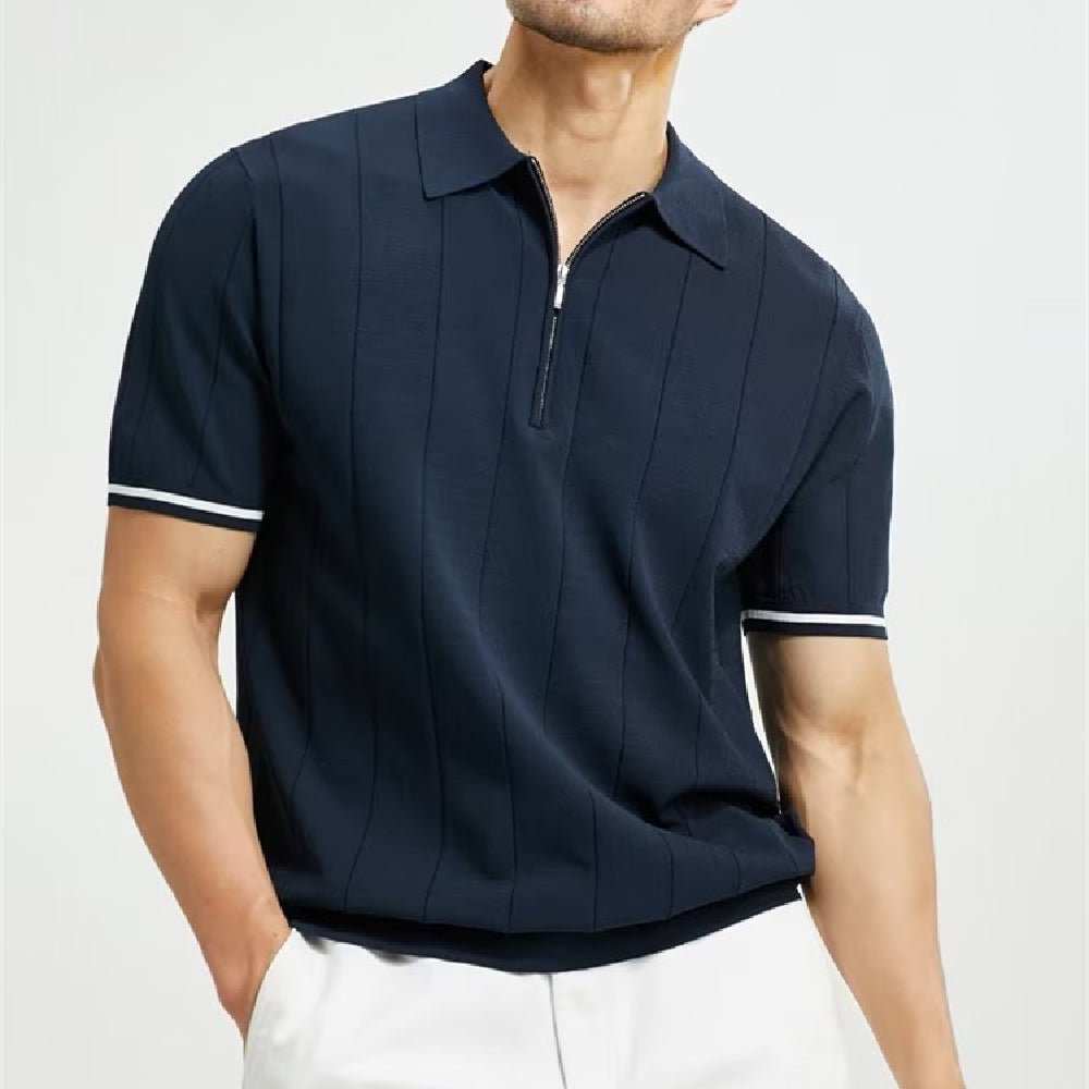Fashion Short - sleeved Polo Shirt Summer Lapel Zipper T-shirt Tops Mens Clothing - AMIR BAGS INDIA PRIVATE LIMITED
