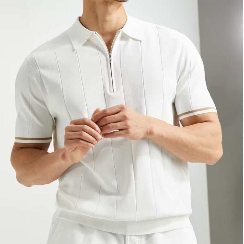 Fashion Short - sleeved Polo Shirt Summer Lapel Zipper T-shirt Tops Mens Clothing - AMIR BAGS INDIA PRIVATE LIMITED
