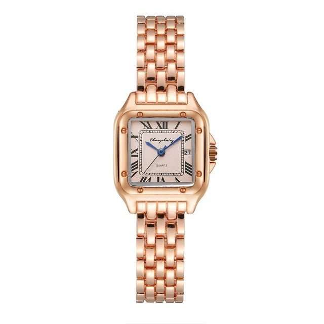 Fashion Stainless Steel Square Simple Design Couple Quartz Watch - AMIR BAGS INDIA PRIVATE LIMITED