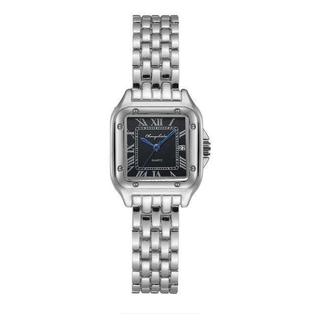 Fashion Stainless Steel Square Simple Design Couple Quartz Watch - AMIR BAGS INDIA PRIVATE LIMITED