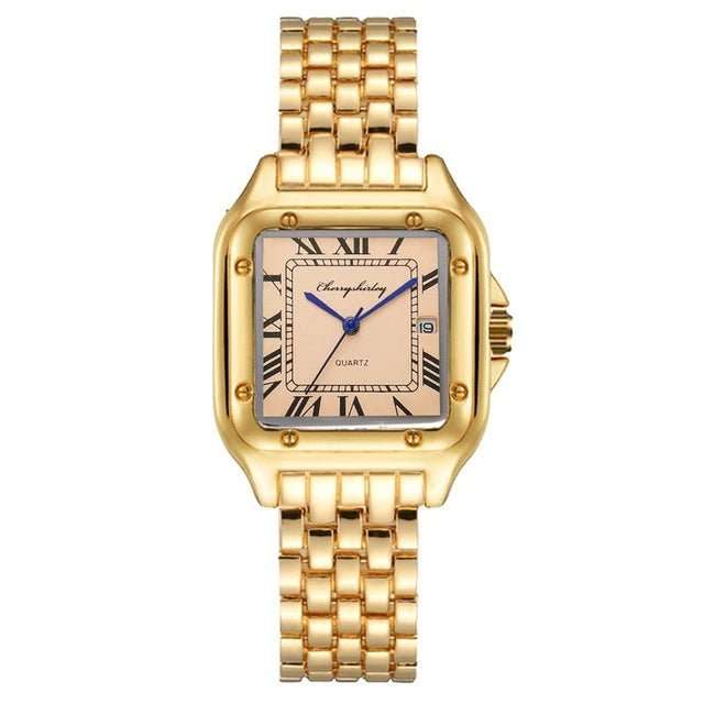 Fashion Stainless Steel Square Simple Design Couple Quartz Watch - AMIR BAGS INDIA PRIVATE LIMITED