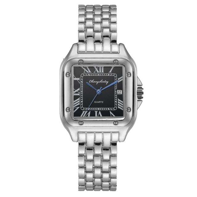 Fashion Stainless Steel Square Simple Design Couple Quartz Watch - AMIR BAGS INDIA PRIVATE LIMITED