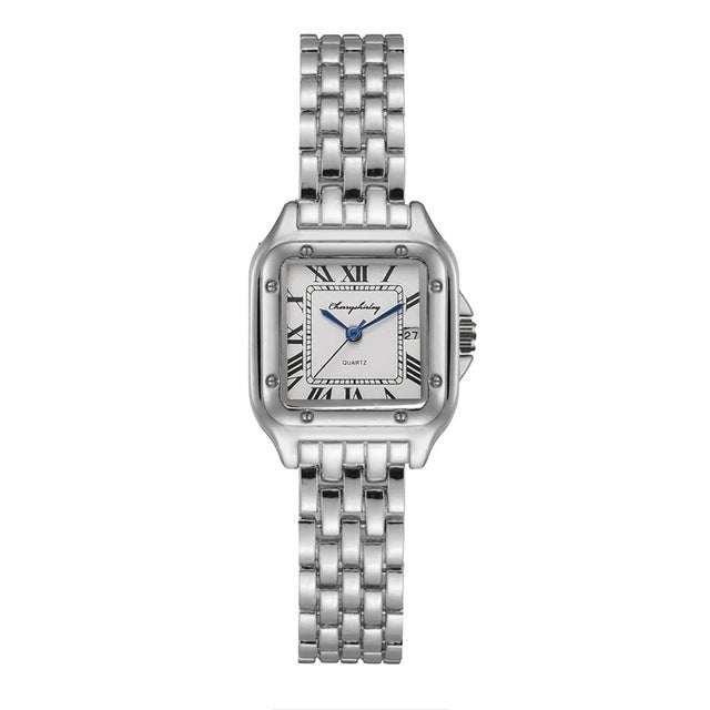 Fashion Stainless Steel Square Simple Design Couple Quartz Watch - AMIR BAGS INDIA PRIVATE LIMITED