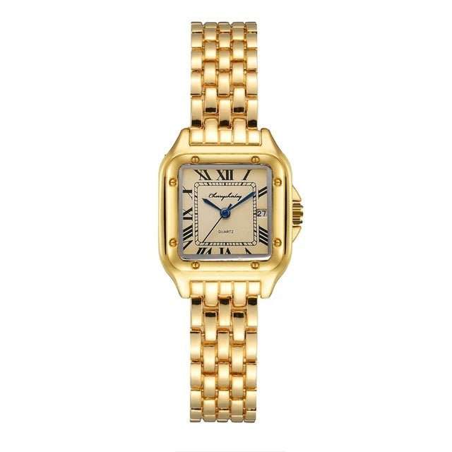 Fashion Stainless Steel Square Simple Design Couple Quartz Watch - AMIR BAGS INDIA PRIVATE LIMITED