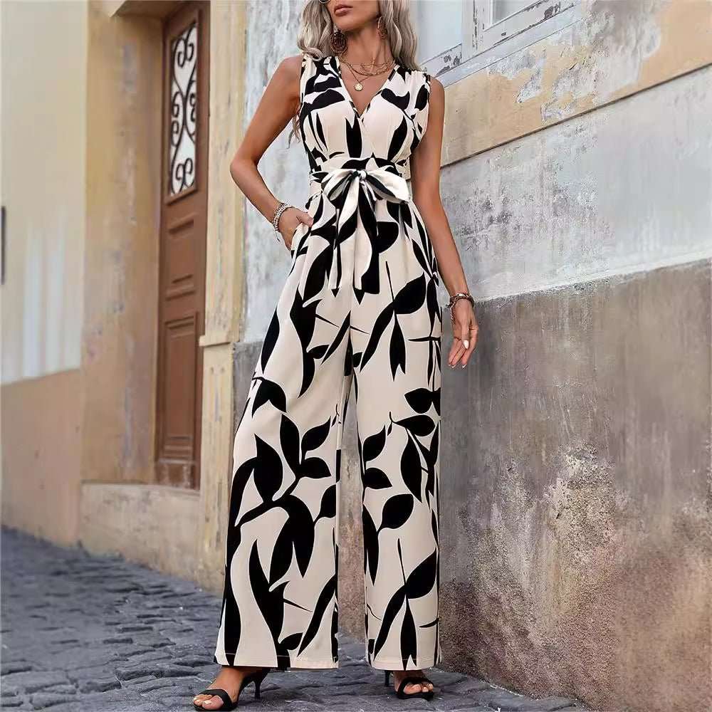 Fashionable High Waist Lace - up Wide Leg Jumpsuit For Women - AMIR BAGS INDIA PRIVATE LIMITED