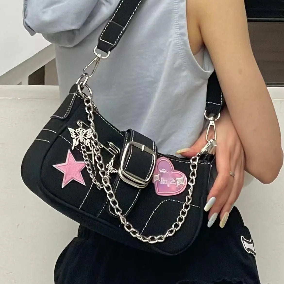 Female Niche High - end Heart Butterfly Y2k Spicy Girl Shoulder Bag - AMIR BAGS INDIA PRIVATE LIMITED