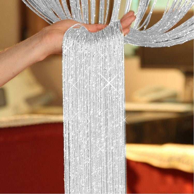 Flashing Silver Thread Curtain 1x2 Meters High Door Curtain With Silver Wire Encryption Living Room Partition Rice Curtain - AMIR BAGS INDIA PRIVATE LIMITED