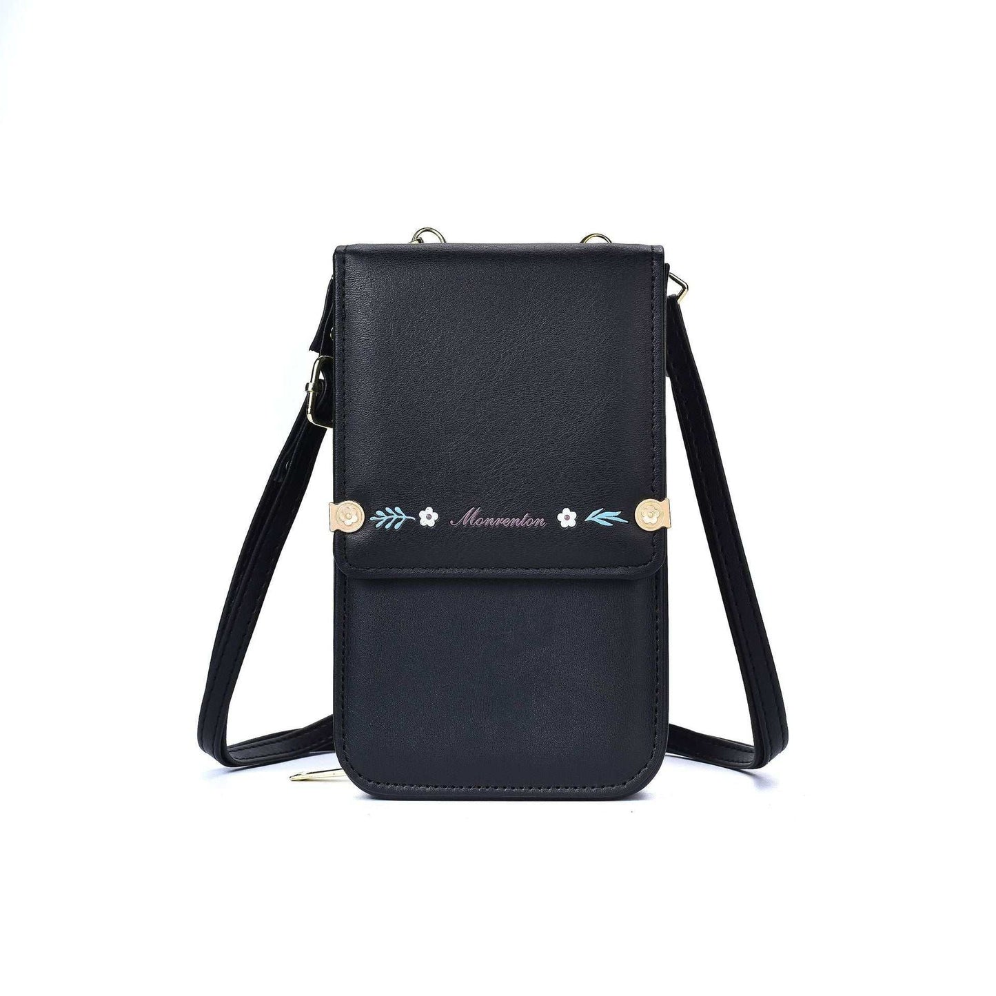 Flowers Embroidery Mobile Phone Bags For Women Ins Fashion Crossbody Shoulder Bag Ladies Long Wallet - AMIR BAGS INDIA PRIVATE LIMITED