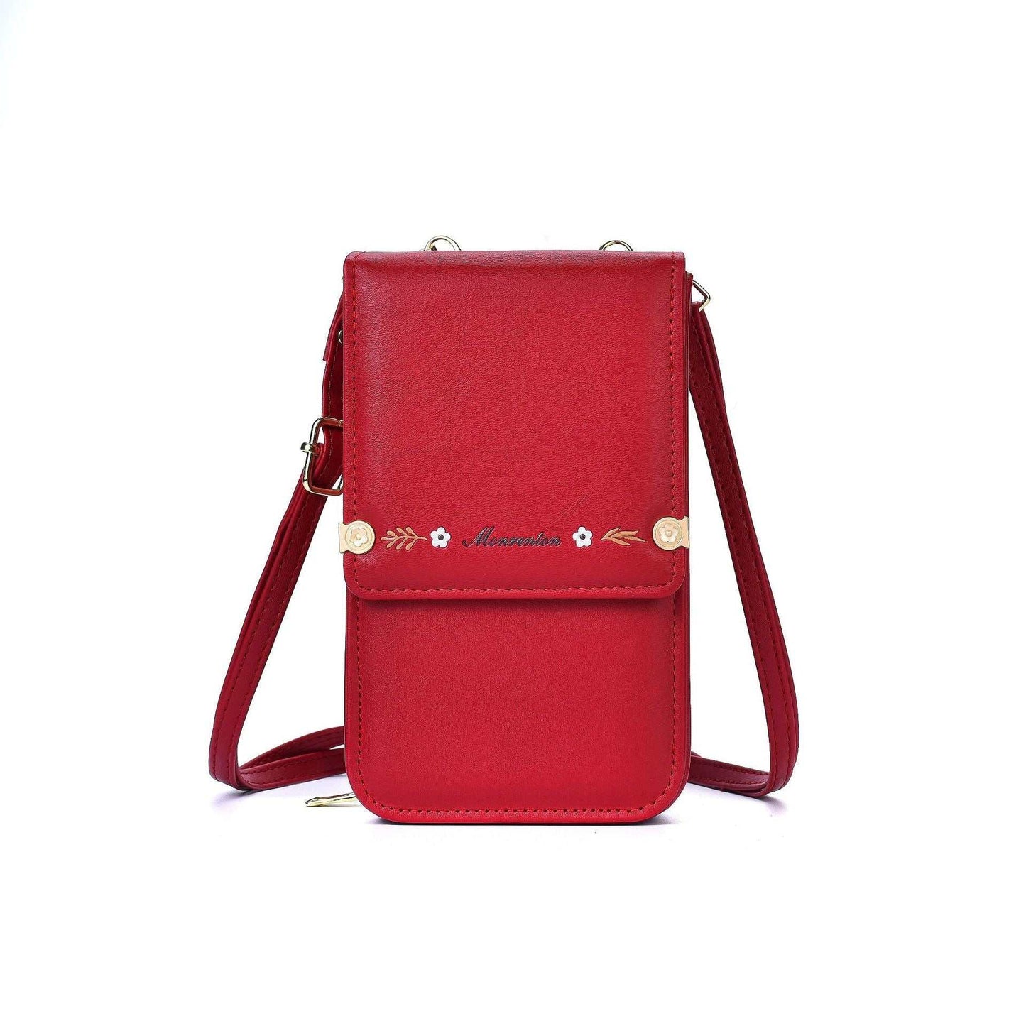 Flowers Embroidery Mobile Phone Bags For Women Ins Fashion Crossbody Shoulder Bag Ladies Long Wallet - AMIR BAGS INDIA PRIVATE LIMITED