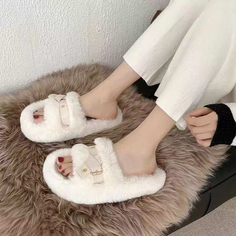 Fluffy Slippers Women's Flat Slippers - AMIR BAGS INDIA PRIVATE LIMITED