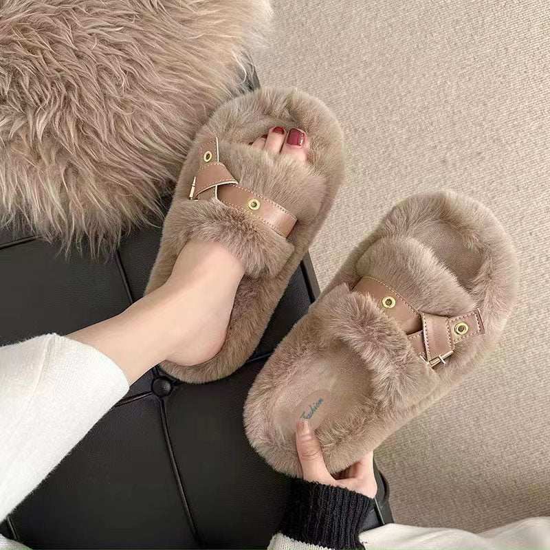 Fluffy Slippers Women's Flat Slippers - AMIR BAGS INDIA PRIVATE LIMITED