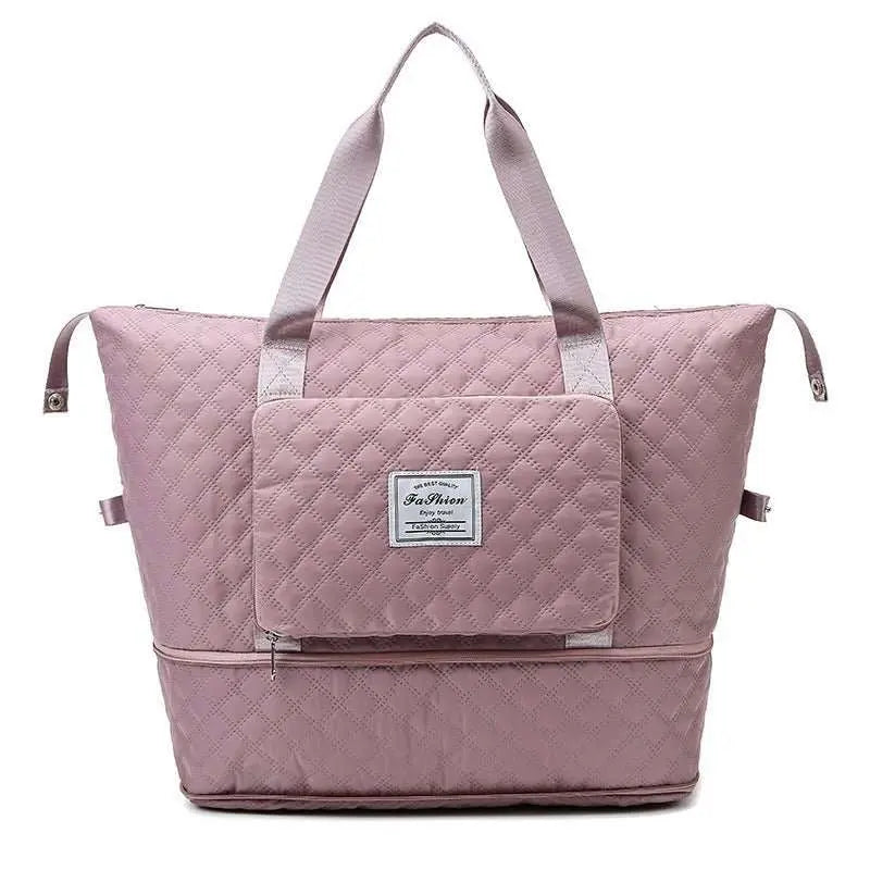 Foldable Travel Duffle Bag With Rhombus Sewing Design Large Capacity Fitness Handbag Portable Versatile Shoulder Bags Expandable Organizer - AMIR BAGS INDIA PRIVATE LIMITED